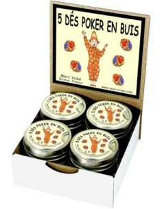 Marc Vidal - 380 - 5 houten poker dobbelstenen buxus