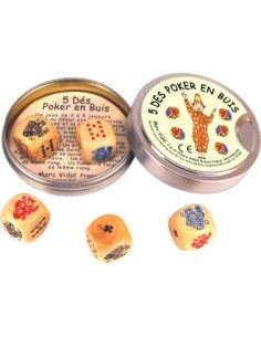 Marc Vidal - 380 - 5 houten poker dobbelstenen buxus 2